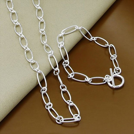 Silver Necklace & Bracelet Set