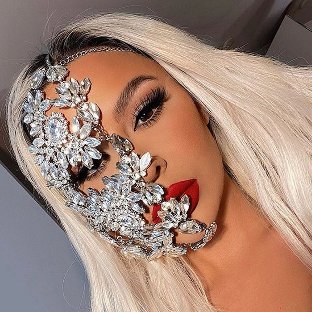 Half Face Rhinestone Mask