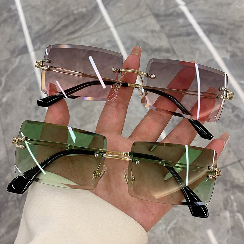 Rimless Frameless Gradient Rectangle Shades