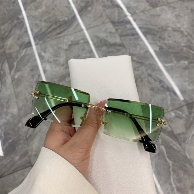 Rimless Frameless Gradient Rectangle Shades