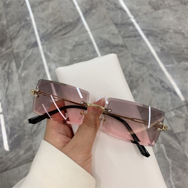 Rimless Frameless Gradient Rectangle Shades