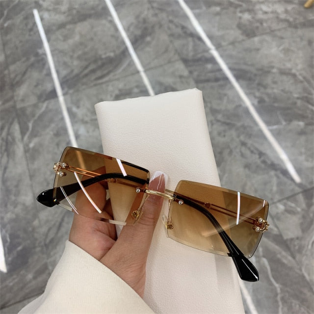 Rimless Frameless Gradient Rectangle Shades