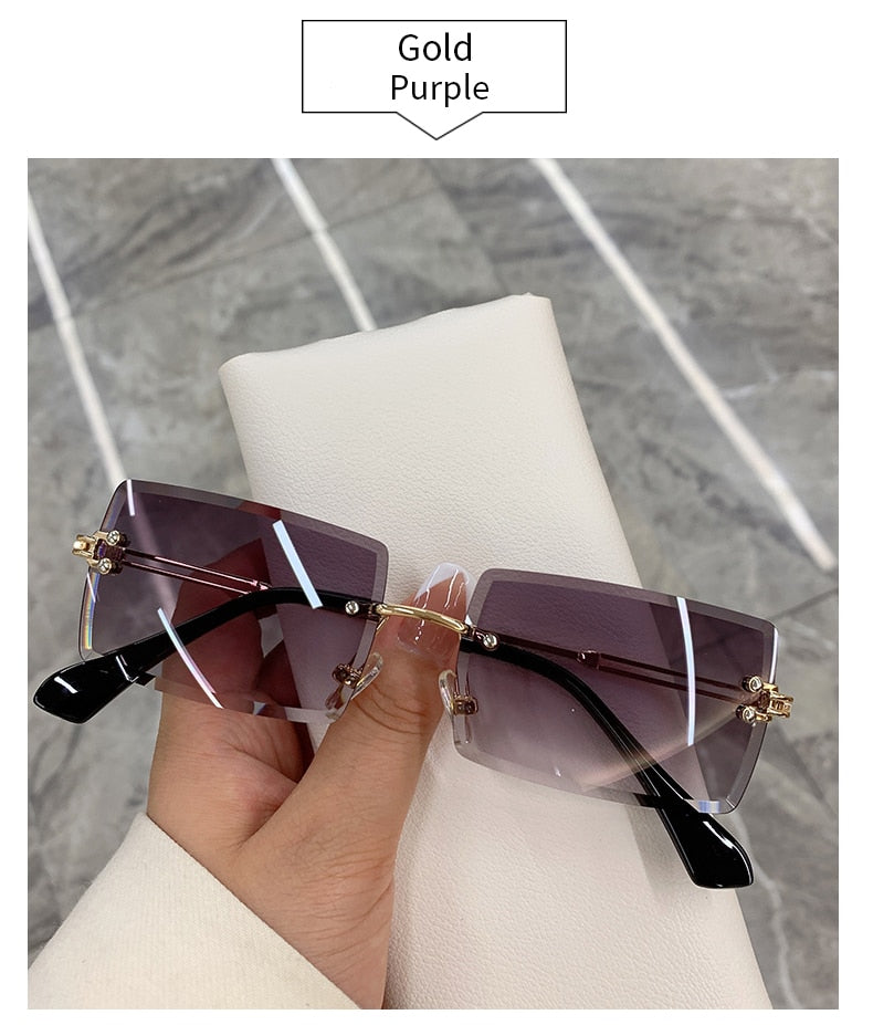 Rimless Frameless Gradient Rectangle Shades