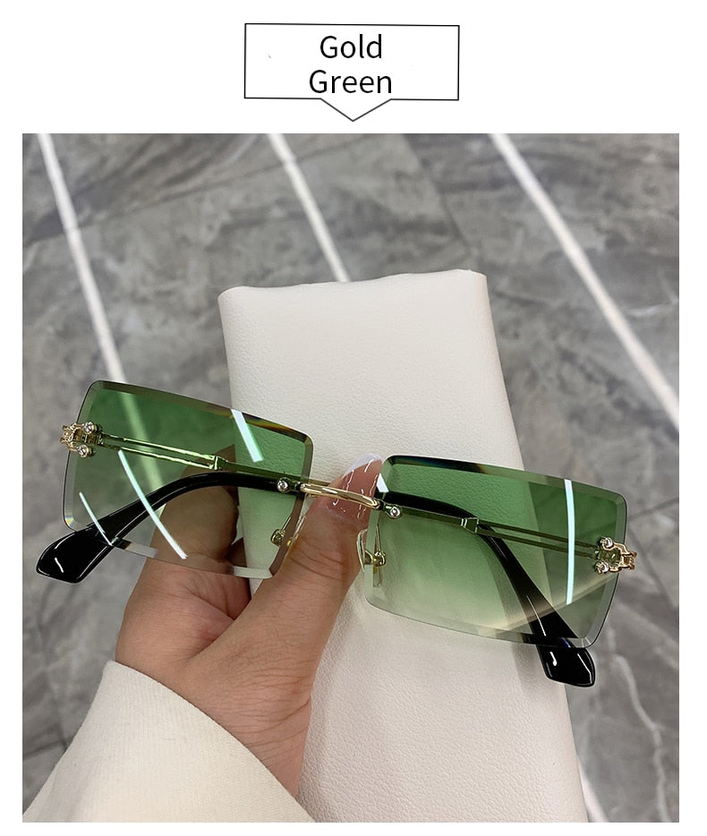 Rimless Frameless Gradient Rectangle Shades