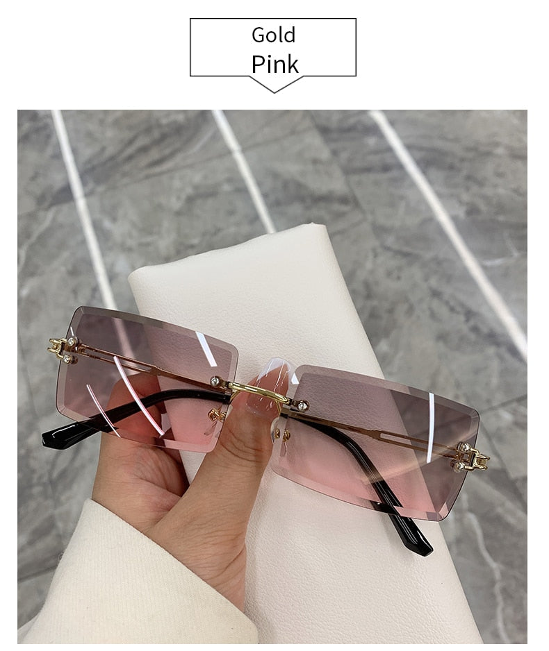 Rimless Frameless Gradient Rectangle Shades